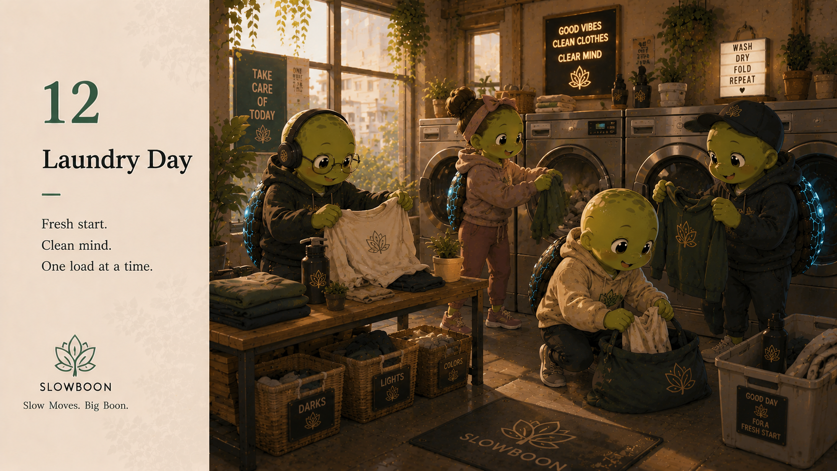 SlowBoon doing laundry during a quiet everyday moment