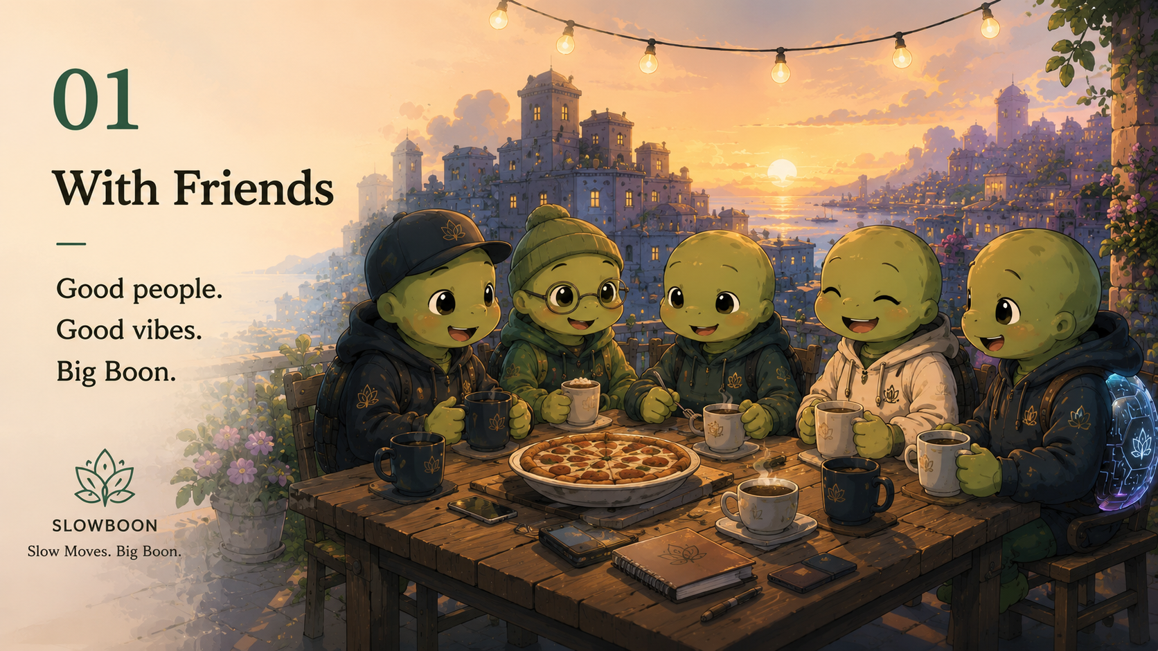 SlowBoon with friends sharing a warm moment together