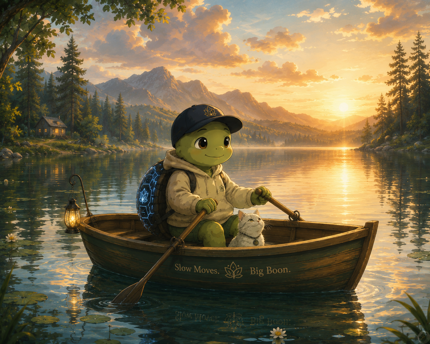 SlowBoon on a peaceful lake