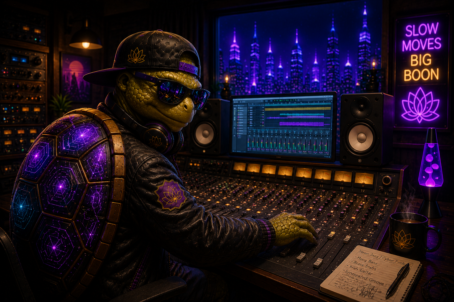 SlowBoon mixing music on an analog console